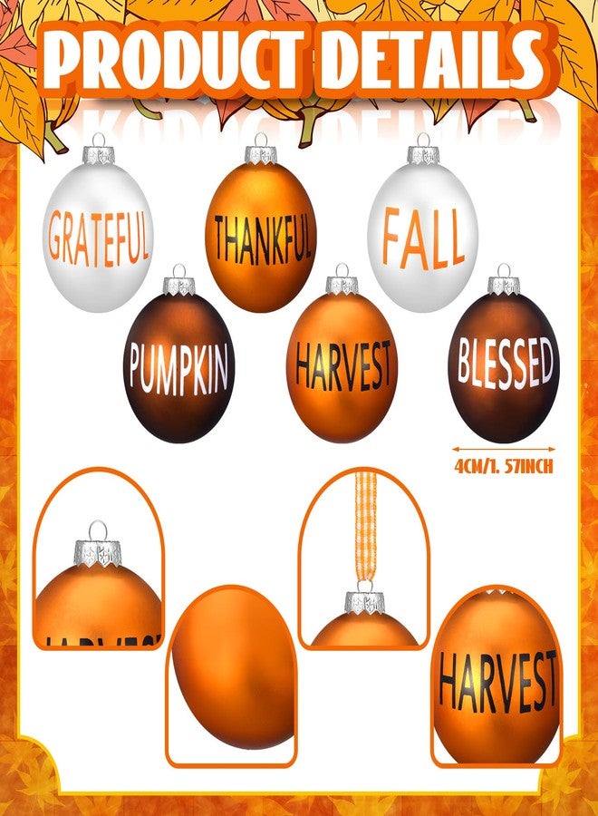 Vertintong 60 Pcs Thanksgiving Balls Ornaments for Tree Orange White Brown Thankful Baubles Hanging Ornaments for Fall Harvest Party Supplies Hanging Decor - Image 2